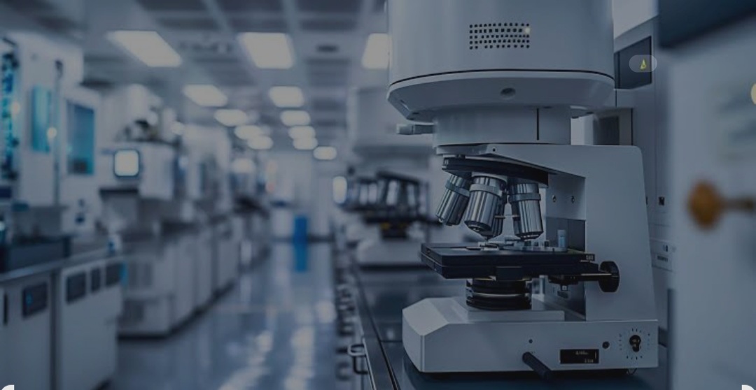 Microscopio en un entorno de laboratorio